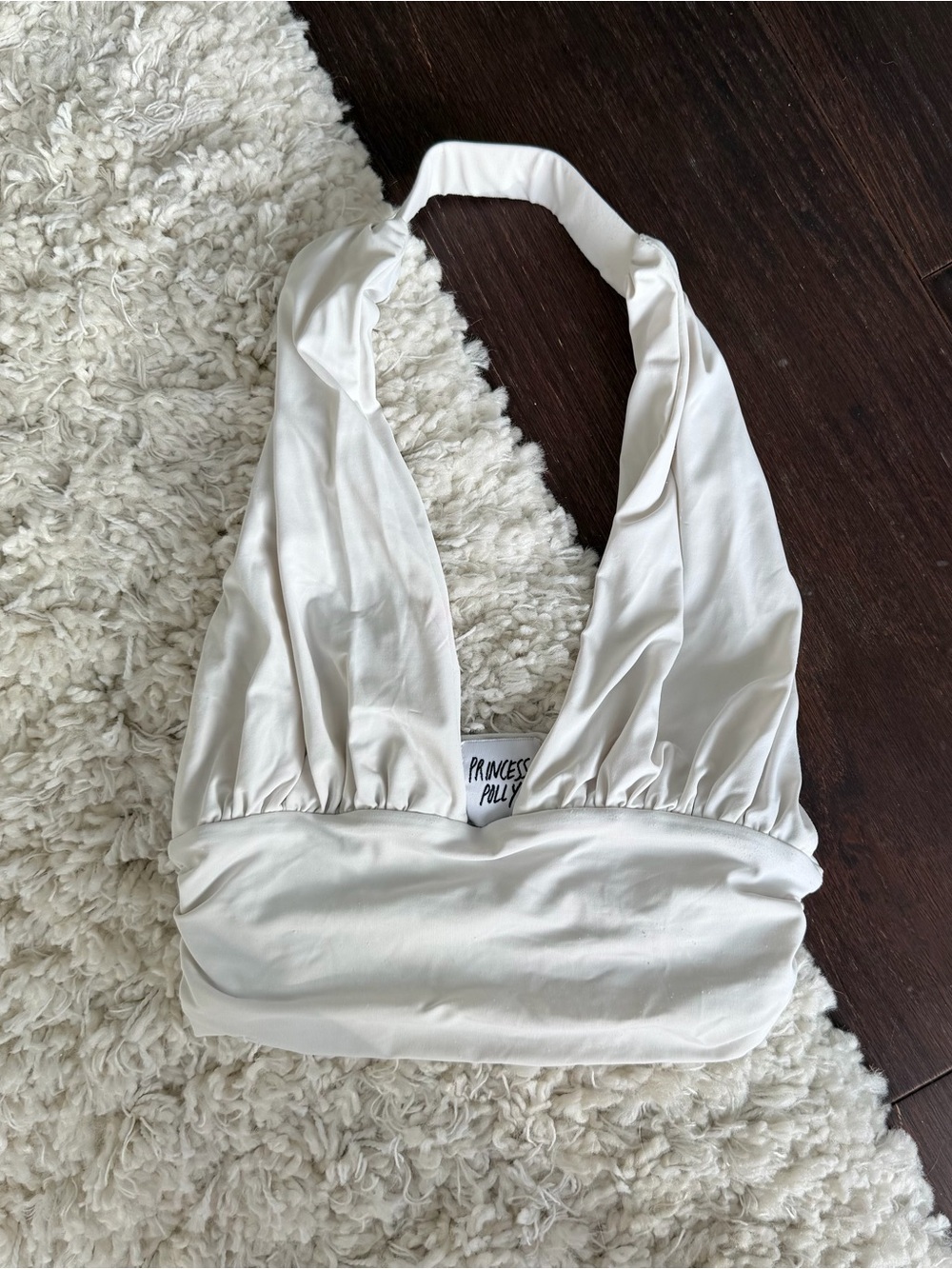 Princess Polly White Halter Crop Top